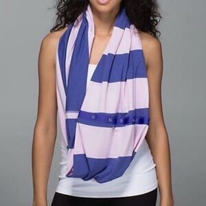 Lululemon Athletica Pink and Blue Striped Scarf